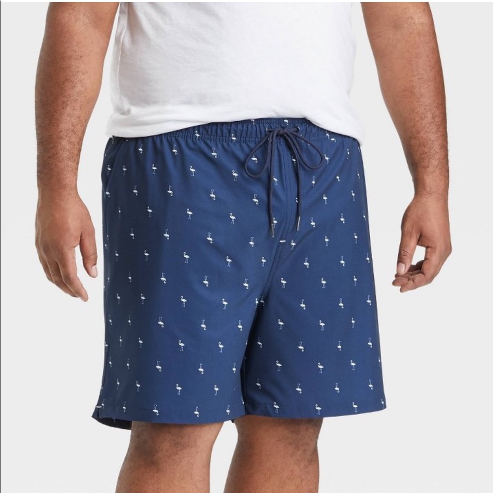 Mens 7” Mini Flamingo Swim Shorts